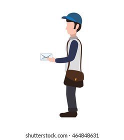 postman envelope delivery shipping logistic security icon. Isolated and flat illustration. Vector graphic