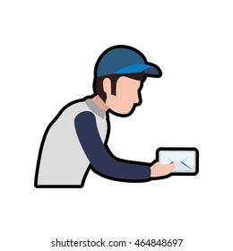 postman envelope delivery shipping logistic security icon. Isolated and flat illustration. Vector graphic