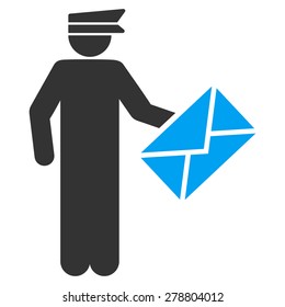 Postman icon from Business Bi color Set. This isolated flat symbol uses modern corporation light blue and gray colors.
