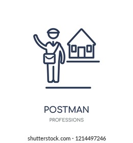 Postman icon. Postman linear symbol design from Professions collection. Simple outline element vector illustration on white background.