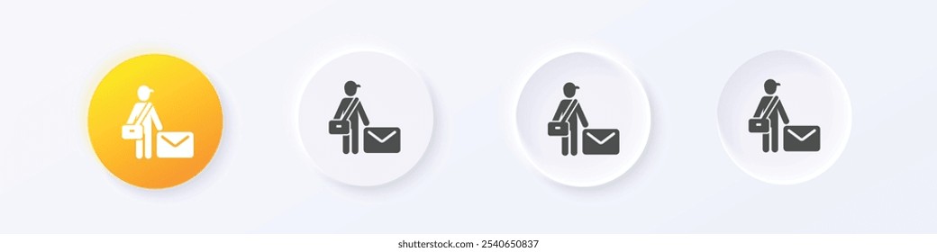 Icono del cartero. Neumorfismo Vector de diseño de Botón de estilo redondo