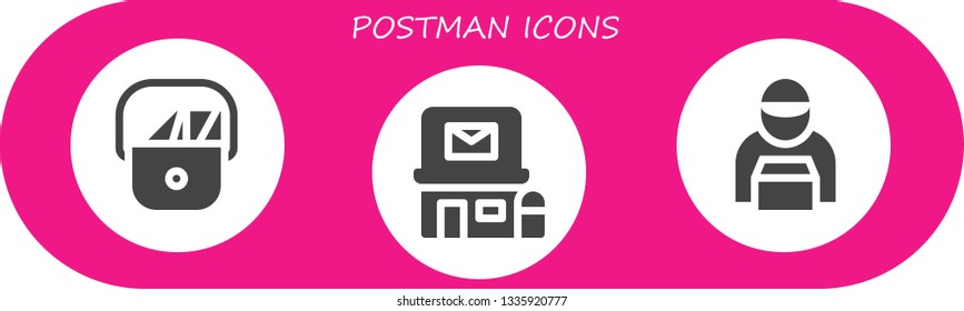 postman icon set. 3 filled postman icons.  Collection Of - Postman, Post office, Delivery man