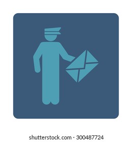 Postman icon. This flat rounded square button uses cyan and blue colors and isolated on a white background.