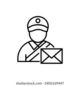 Postman icon vector illustration. Mailman on isolated background. Letter sign concept.