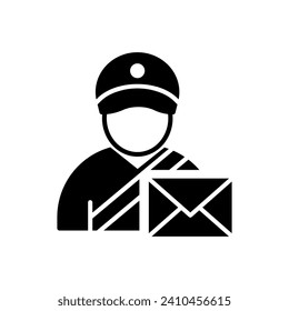 Ilustración vectorial de icono de Postman. Mailman con antecedentes aislados. Concepto de signo de carta.