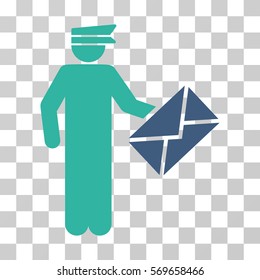 Postman icon. Vector illustration style is flat iconic bicolor symbol, cobalt and cyan colors, transparent background. Designed for web and software interfaces.