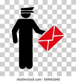 Postman icon. Vector illustration style is flat iconic bicolor symbol, intensive red and black colors, transparent background. Designed for web and software interfaces.