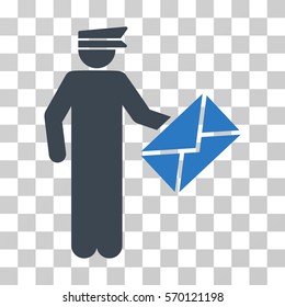 Postman icon. Vector illustration style is flat iconic bicolor symbol, smooth blue colors, transparent background. Designed for web and software interfaces.