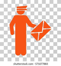 Postman icon. Vector illustration style is flat iconic symbol, orange color, transparent background. Designed for web and software interfaces.