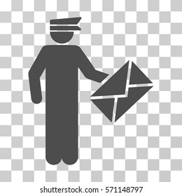 Postman icon. Vector illustration style is flat iconic symbol, gray color, transparent background. Designed for web and software interfaces.