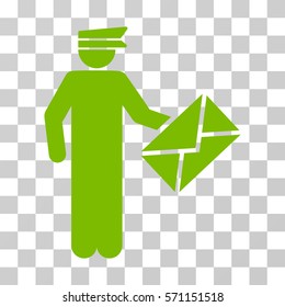 Postman icon. Vector illustration style is flat iconic symbol, eco green color, transparent background. Designed for web and software interfaces.