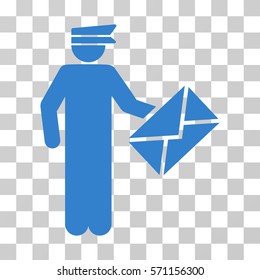 Postman icon. Vector illustration style is flat iconic symbol, cobalt color, transparent background. Designed for web and software interfaces.