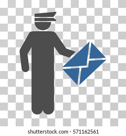 Postman icon. Vector illustration style is flat iconic bicolor symbol, cobalt and gray colors, transparent background. Designed for web and software interfaces.