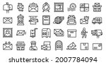 Postman icons set. Outline set of postman vector icons for web design isolated on white background
