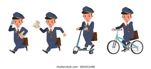 Postman kid boy character vector design. Presentation in various action. no3