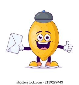 Postman lemon cartoon mascot character vector illustration design