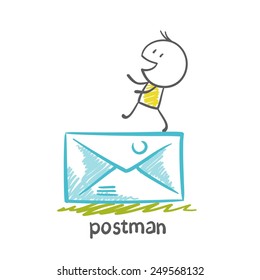 postman with a letter illustration