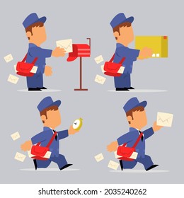 postman or mailman sending mail and package