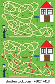 Postman maze for kids with a solution