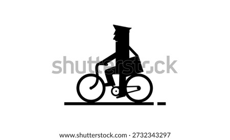 postman on a bicycle, black isolated silhouette