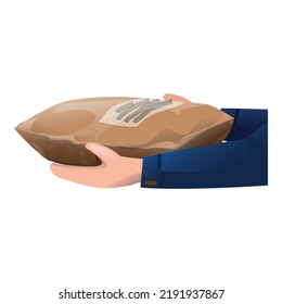 Postman parcel icon cartoon vector. Bag post. Envelope job