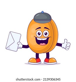 Postman peach cartoon mascot character vector illustration design