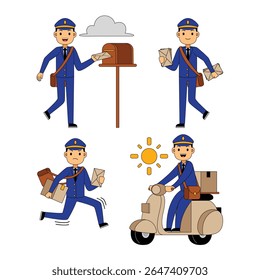 Ilustração de vetor de personagem de profissão de carteiro	