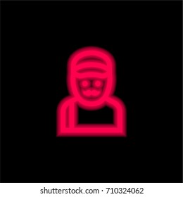 Postman red glowing neon ui ux icon. Glowing sign logo vector