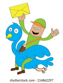 postman riding bird
