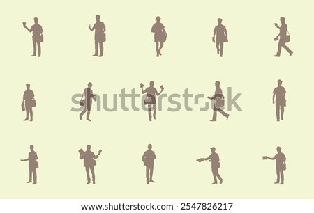 Postman silhouette, Postman vector set, Mailman silhouette, Postman silhouette bundle
