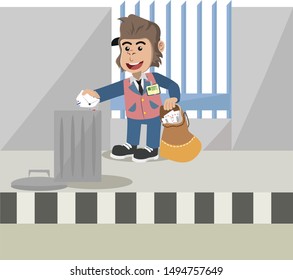 postman throw away the letters vector illustration