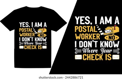 Postman T-Shirt, postal workers colorful graphic t shirt best  typography t shirt design