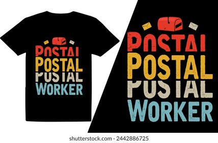 Postman T-Shirt, postal workers colorful graphic t shirt best  typography t shirt design