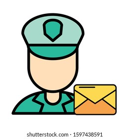 postman worker character isolated icon vector illustration design