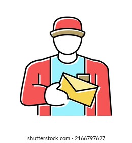 postman worker color icon vector. postman worker sign. isolated symbol illustration