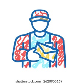 postman worker doodle icon sketch vector. postman worker sign. isolated symbol illustration