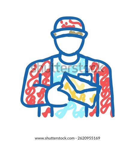 postman worker doodle icon sketch vector. postman worker sign. isolated symbol illustration