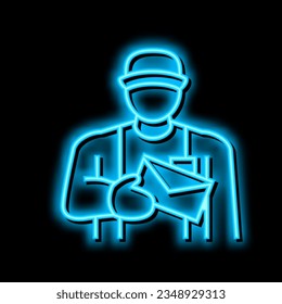 postman worker neon light sign vector. postman worker illustration