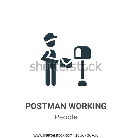Postman working glyph icon vector on white background. Flat vector postman working icon symbol sign from modern people collection for mobile concept and web apps design.