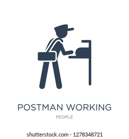 postman working icon vector on white background, postman working trendy filled icons from People collection, postman working vector illustration