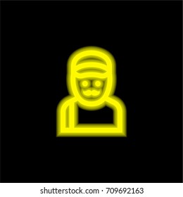 Postman yellow glowing neon ui ux icon. Glowing sign logo vector
