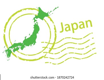 Marca postal de importación , exportación de imagen comercial, icono de marca postal, ilustración y mapa de Japón, datos vectoriales
