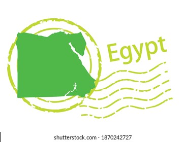 Postmark Of Import , Export Business Image, Postmark Icon, Illustration And Map Of Egypt, Vector Data