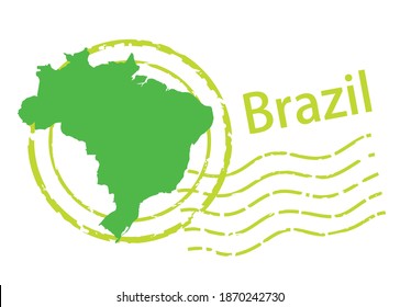 Postmark of import , export business image, postmark icon, illustration and map of Brazil, vector data