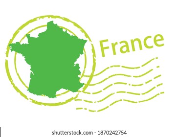 Postmark of import , export business image, postmark icon, illustration and map of France, vector data