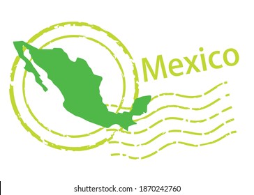 Postmark of import , export business image, postmark icon, illustration and map of Mexico, vector data