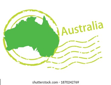 Postmark Of Import , Export Business Image, Postmark Icon, Illustration And Map Of Australia, Vector Data