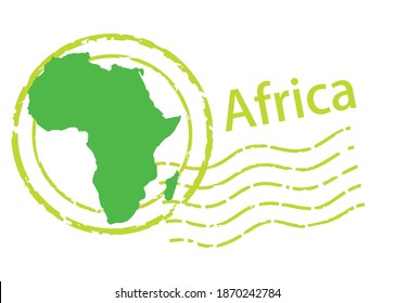 Postmark of import , export business image, postmark icon, illustration and map of African continent, vector data