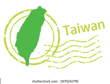 Postmark of import , export business image, postmark icon, illustration and map of Taiwan, vector data