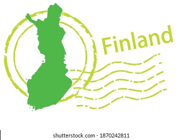 Postmark of import , export business image, postmark icon, illustration and map of Finland, vector data